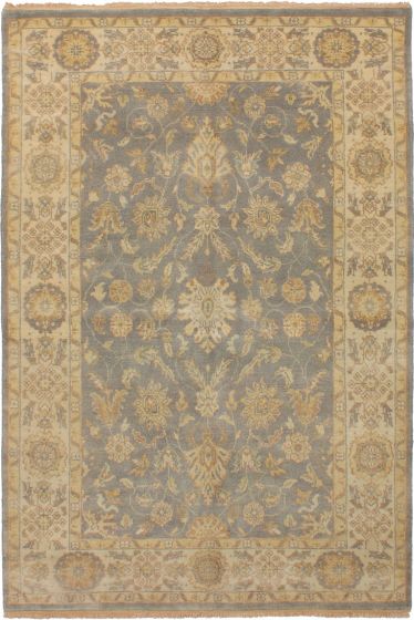 Bordered  Traditional Grey Area rug 4x6 Indian Hand-knotted 272152