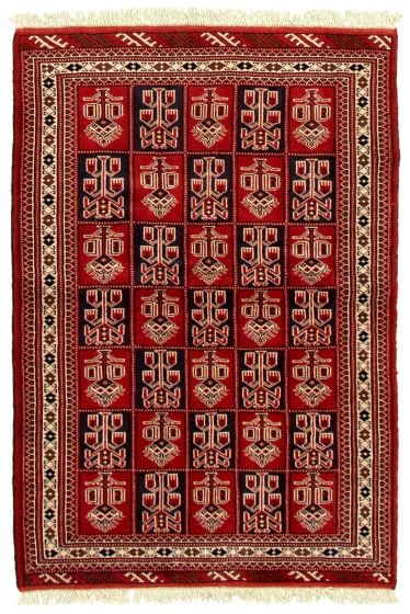 Bordered  Tribal Brown Area rug 3x5 Turkmenistan Hand-knotted 332300