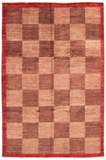 Casual  Transitional Brown Area rug 6x9 Pakistani Hand-knotted 336812