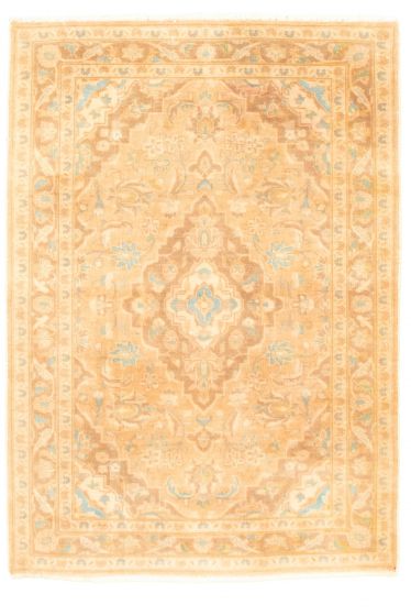 Bordered  Vintage Brown Area rug 3x5 Turkish Hand-knotted 343499