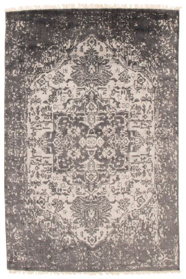 Transitional Grey Area rug 5x8 Indian Hand-knotted 350361