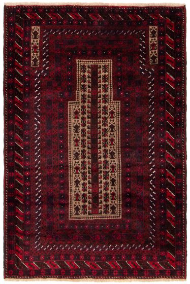 Bordered  Tribal Ivory Area rug 3x5 Afghan Hand-knotted 357642