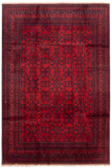 Bordered  Traditional Red Area rug 6x9 Afghan Hand-knotted 364431