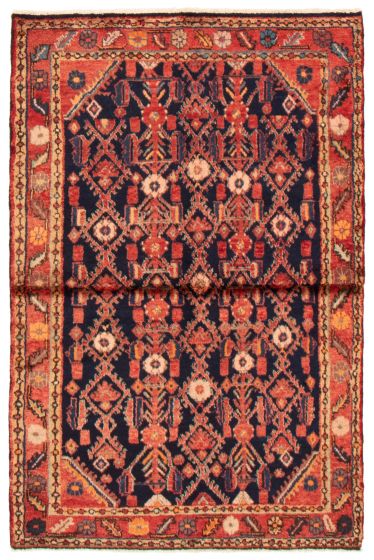 Bordered  Traditional Blue Area rug 4x6 Persian Hand-knotted 365066