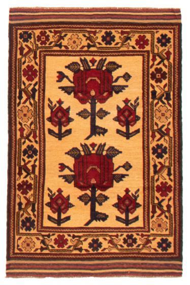 Bordered  Tribal Brown Area rug 3x5 Afghan Hand-knotted 365690
