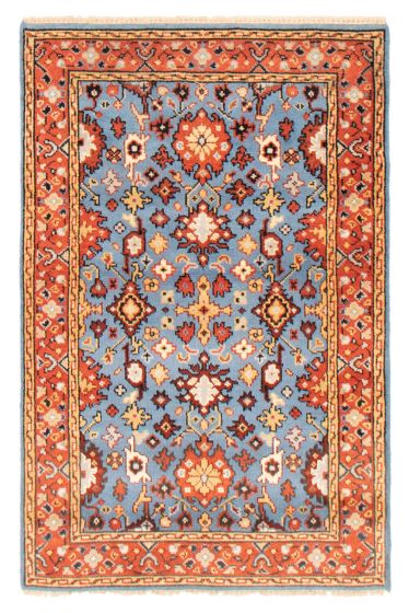 Bordered  Traditional Green Area rug 3x5 Indian Hand-knotted 369649