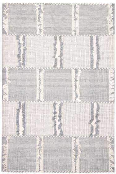 Carved  Tribal Grey Area rug 5x8 Indian Flat-Weave 374510