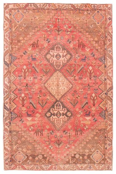 Vintage/Distressed Red Area rug 5x8 Turkish Hand-knotted 388534