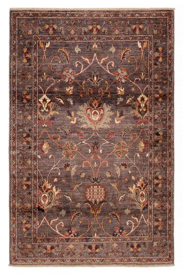 Floral  Transitional Brown Area rug 3x5 Afghan Hand-knotted 390325