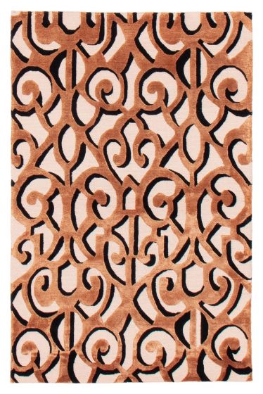 Modern Brown Area rug 3x5 Nepal Hand-knotted 374681