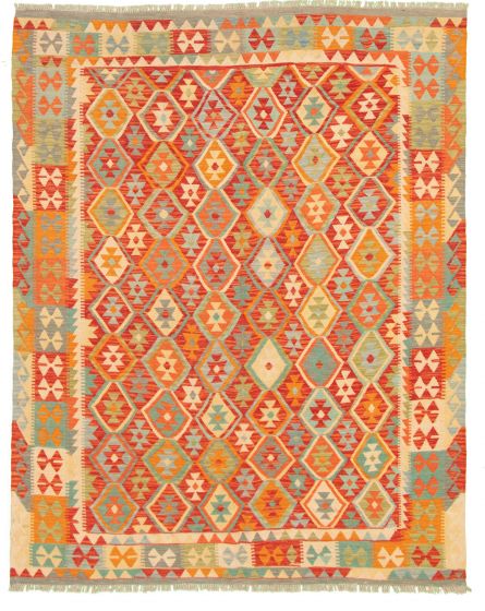 Bordered  Geometric Red Area rug 5x8 Turkish Flat-weave 331664