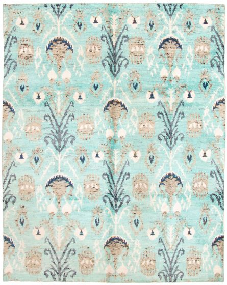 Casual  Transitional Blue Area rug 6x9 Indian Hand-knotted 337985