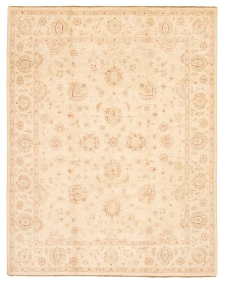 Bordered  Traditional Ivory Area rug 6x9 Afghan Hand-knotted 346207