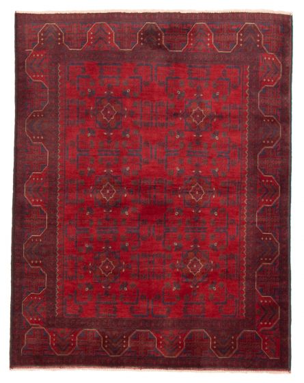 Bordered  Traditional Red Area rug 4x6 Afghan Hand-knotted 359464