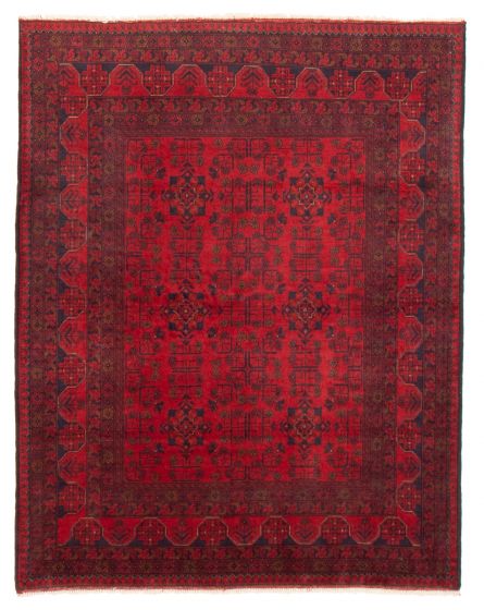Bordered  Traditional Red Area rug 4x6 Afghan Hand-knotted 359501