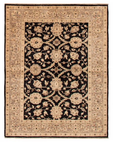 Floral  Traditional Black Area rug 4x6 Afghan Hand-knotted 391602