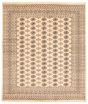 Bordered  Traditional Ivory Area rug 6x9 Pakistani Hand-knotted 363541