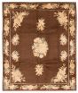 Bordered  Traditional Brown Area rug 6x9 Indian Hand-knotted 375305