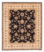 Bordered  Traditional Black Area rug 6x9 Afghan Hand-knotted 378968