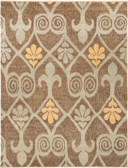 Floral  Transitional Brown Area rug 6x9 Indian Hand-knotted 283188