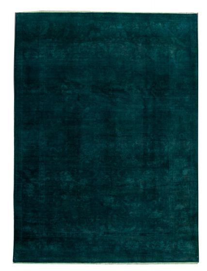 Overdyed  Transitional Green Area rug 9x12 Indian Hand-knotted 326144