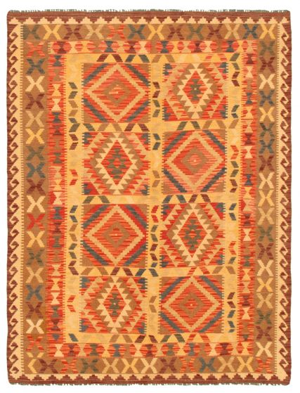 Flat-weaves & Kilims  Traditional Brown Area rug 4x6 Turkish Flat-weave 346133