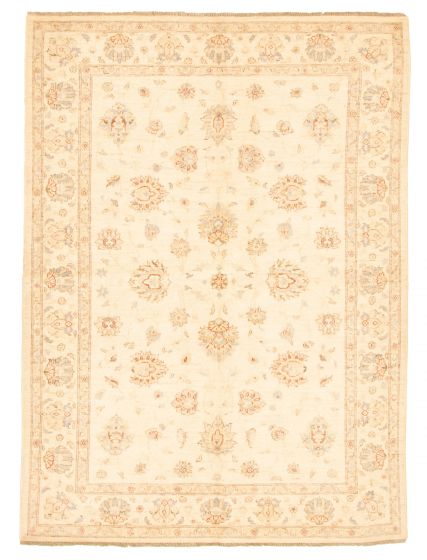 Bordered  Traditional Ivory Area rug 5x8 Afghan Hand-knotted 346479