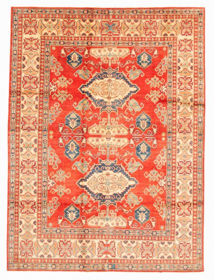 Bordered  Traditional Red Area rug 6x9 Afghan Hand-knotted 348241