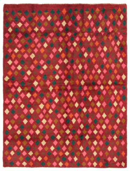 Bohemian  Tribal Red Area rug 4x6 Afghan Hand-knotted 354162