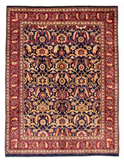 Bordered  Traditional Blue Area rug 6x9 Pakistani Hand-knotted 379172