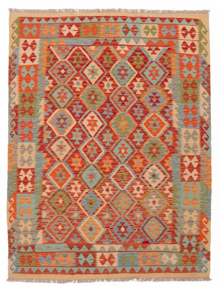 Flat-weaves & Kilims  Geometric Red Area rug 4x6 Turkish Flat-Weave 387683