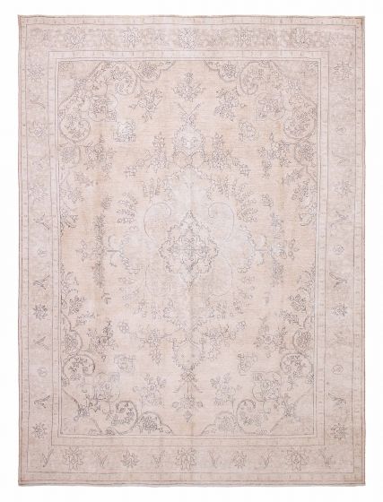 Bordered  Vintage/Distressed Green Area rug 9x12 Turkish Hand-knotted 390606