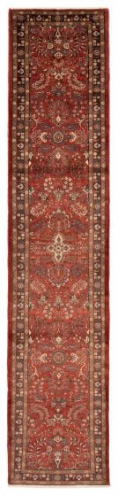 Bordered  Traditional Red Runner rug 13-ft-runner Turkish Hand-knotted 390870
