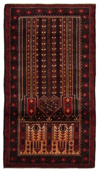 Bordered  Tribal Red Area rug 3x5 Afghan Hand-knotted 357062