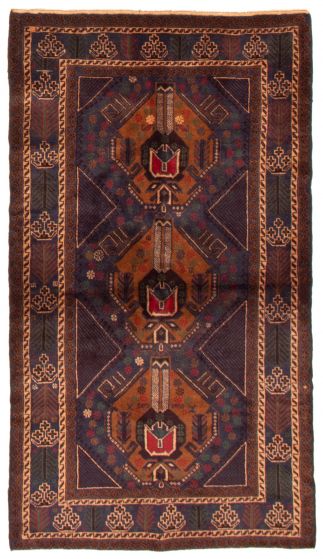 Bordered  Tribal Blue Area rug 4x6 Afghan Hand-knotted 365363