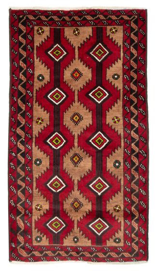 Bordered  Traditional Red Area rug 3x5 Afghan Hand-knotted 378649