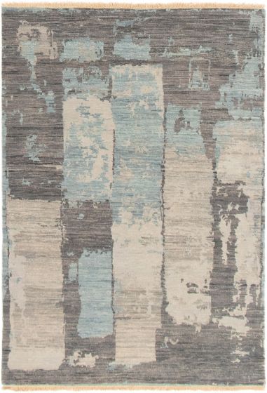 Casual  Contemporary Grey Area rug 3x5 Indian Hand-knotted 305535