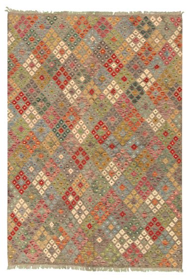 Flat-weaves & Kilims  Geometric Grey Area rug 6x9 Turkish Flat-weave 316223