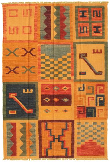Bohemian  Transitional Brown Area rug 4x6 Turkish Flat-weave 335450