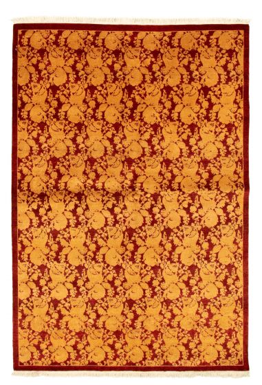 Floral  Transitional Red Area rug 5x8 Pakistani Hand-knotted 336371