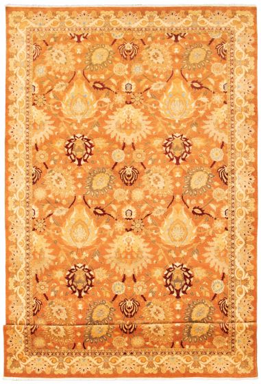 Bordered  Traditional Orange Area rug Unique Pakistani Hand-knotted 341273