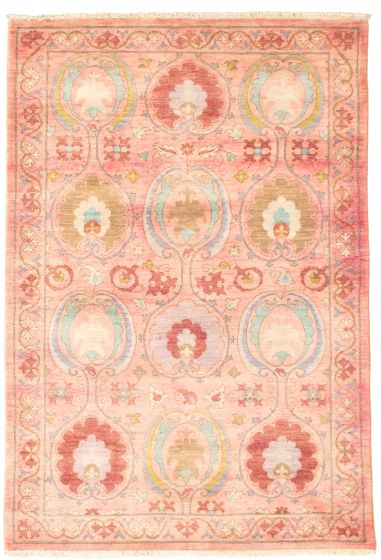 Bordered  Transitional Pink Area rug 3x5 Pakistani Hand-knotted 342148