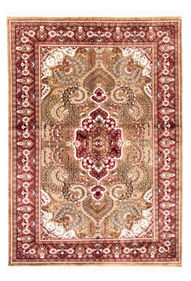 Bordered  Traditional Green Area rug 4x6 Indian Hand-knotted 348695