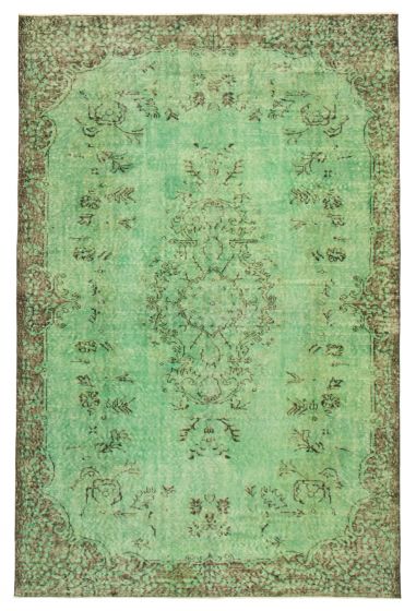 Overdyed  Transitional Green Area rug 6x9 Turkish Hand-knotted 360745