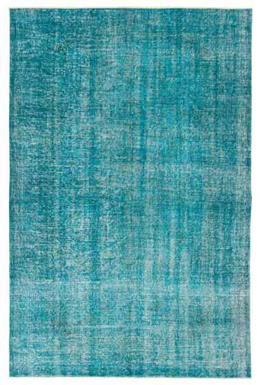 Overdyed  Transitional Green Area rug 5x8 Turkish Hand-knotted 362258