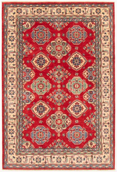Bordered  Traditional Red Area rug 6x9 Afghan Hand-knotted 364381