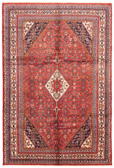 Bordered  Traditional Red Area rug 6x9 Persian Hand-knotted 364936