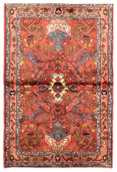 Bordered  Traditional Brown Area rug 4x6 Persian Hand-knotted 365246