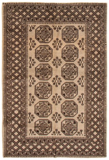 Bordered  Tribal Grey Area rug 5x8 Afghan Hand-knotted 367258