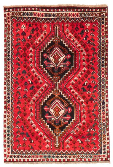 Bordered  Traditional Red Area rug 3x5 Turkish Hand-knotted 370927